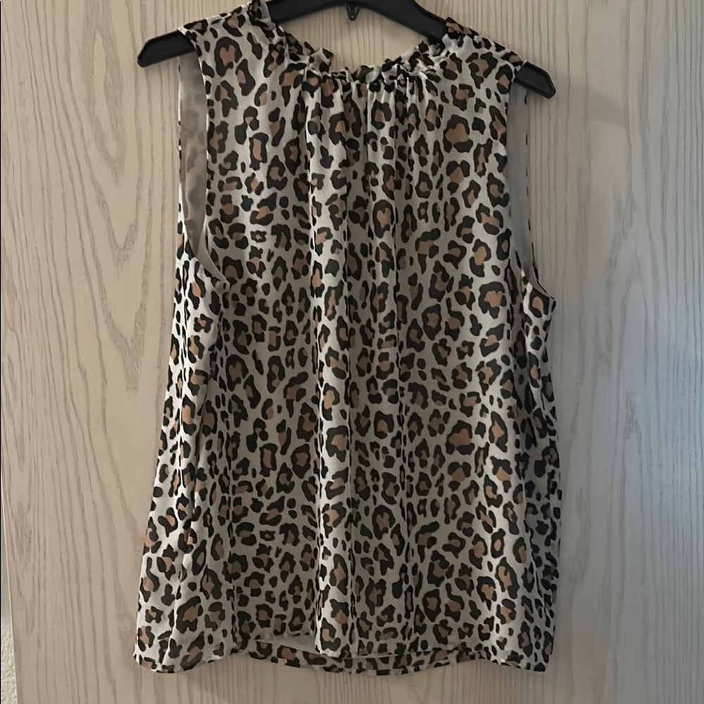 LOFT Black and Tan Sleeveless Blouse